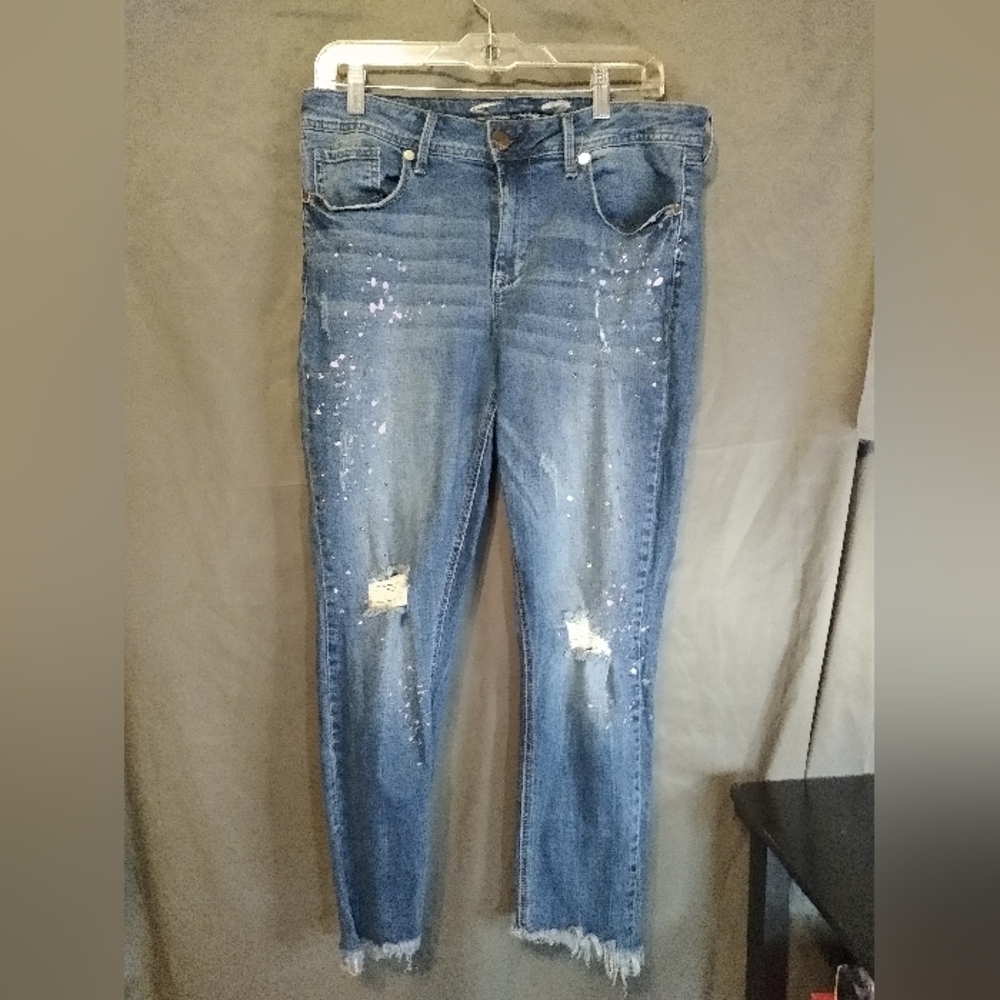 Seven 7 Distressed Beaded  Blue Jeans